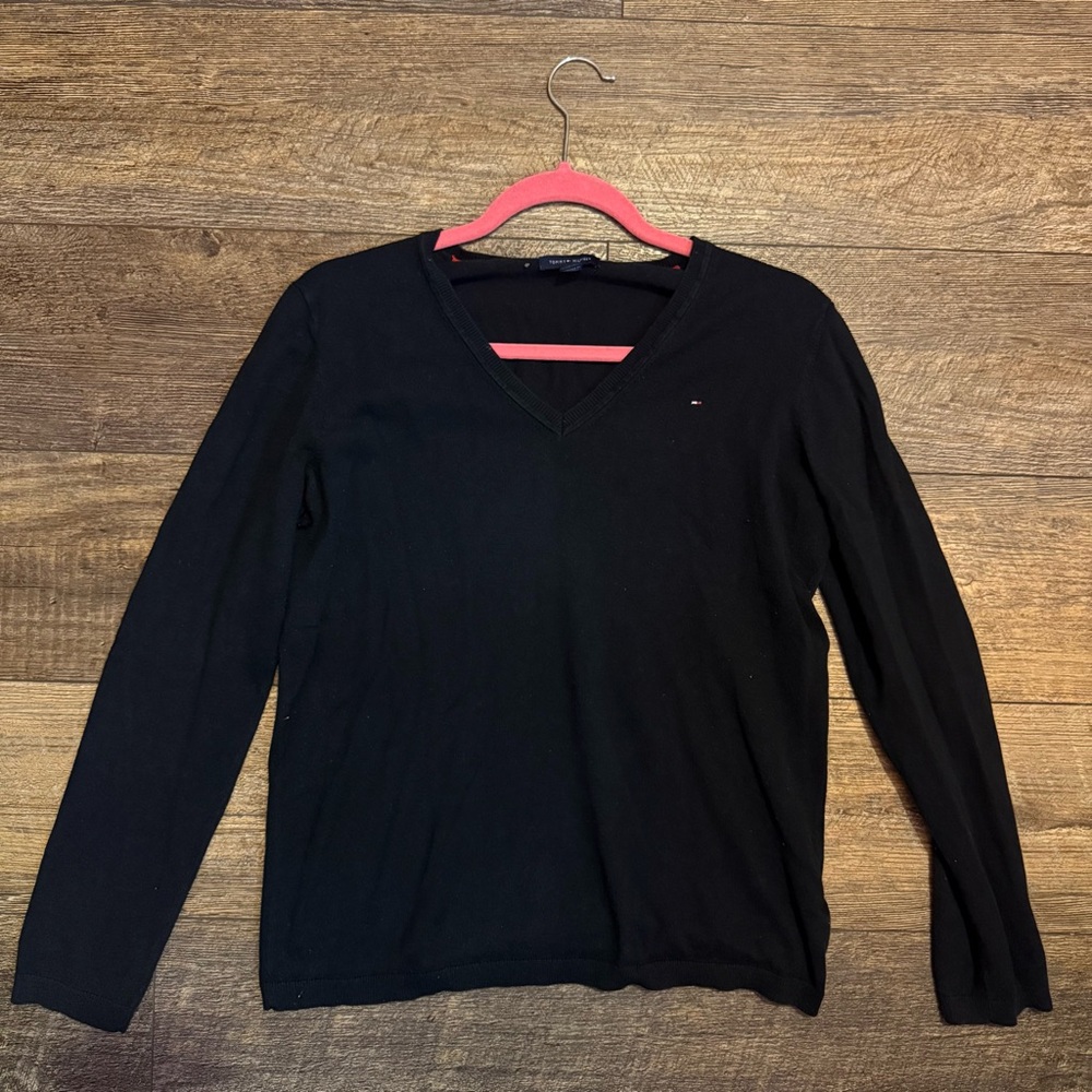 Tommy Hilfiger Women Black V-Neck Sweater